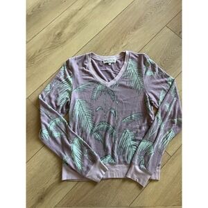 Wildfox Palm Tree V‎ Neck Pullover Top Mauve Pink Women's Size Small